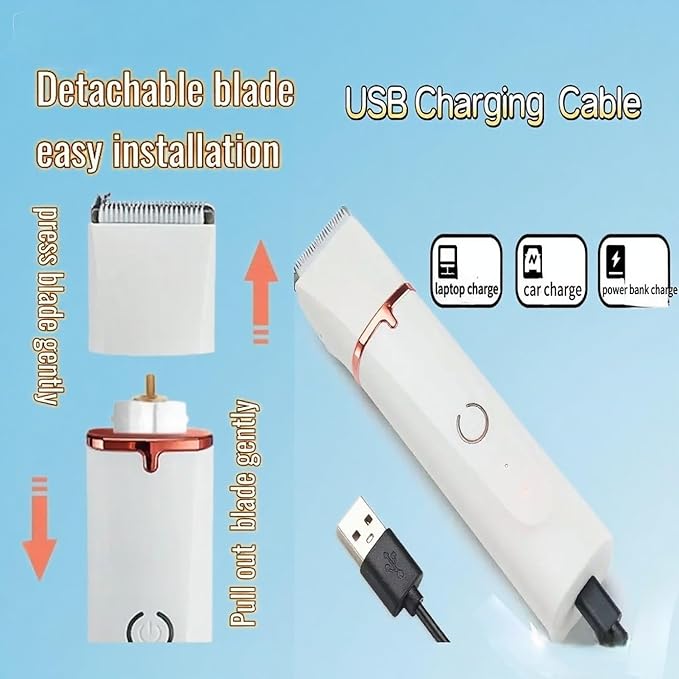 Dog Clippers Grooming Kit 4 in 1 Pet Hair Clipper-Low Noise Dog Paw Trimmer- Rechargeable - Cordless Quiet Pet Dog Cat Nail Grinder Trimming Hair Around The Eyes and Ears for Dogs and Cats (White)