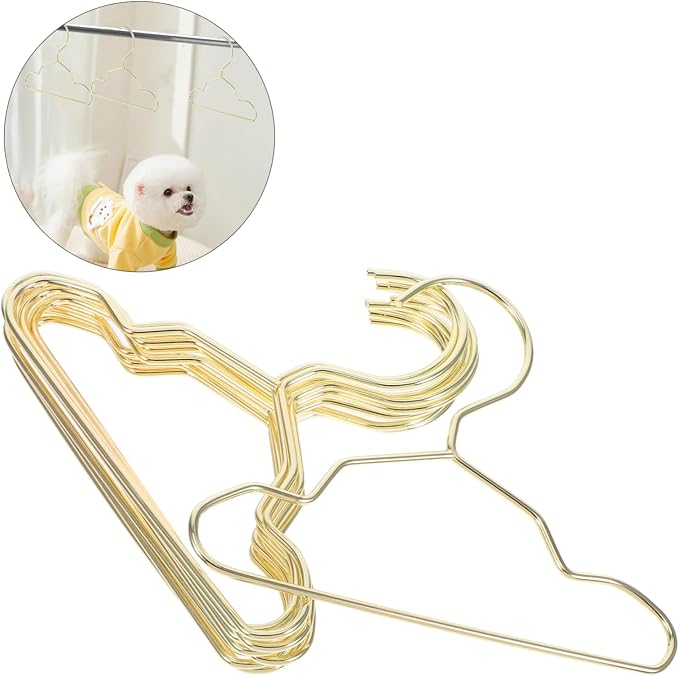 INOOMP 10Pcs Portable Metal Pet Hangers for Small Dogs Cats Durable Non Slip Clothes Organizer Lightweight Mini Hangers for Travel for Pet Clothing Storage