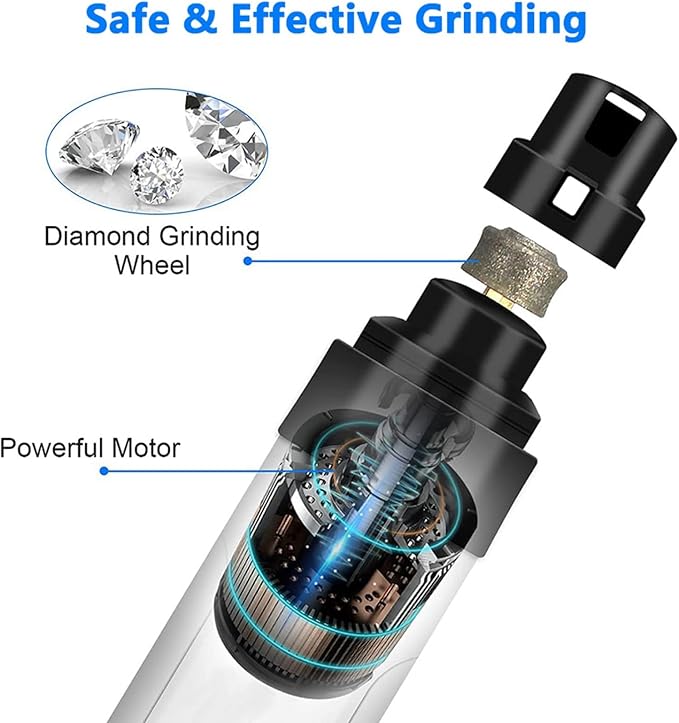 pawyzie Dog Nailgrinder Quiet with 3 Ports, 2 Speeds, Pet Nail Clipper Grinder for Large Medium Small Dogs, Puppies, Cats (Whtie*1)