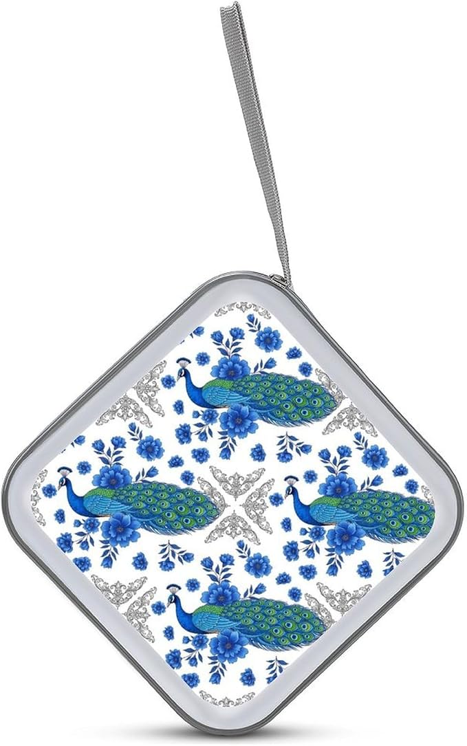 DVD Storage Binder for 40 Discs Peacock And Vintage Botanical, Hard Shell Protective Wallet with Handle, Portable CD Organizer for Car Travel
