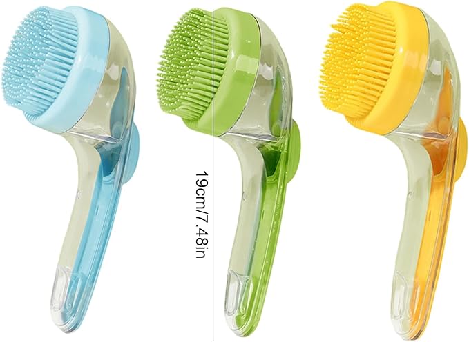 Pet Dogs Shampoo Dispenser Brush Cats Massage Comb Grooming Scrubber Shower Brush for Bathing Soft Silicone Bristles