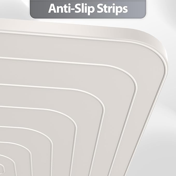 Silicone Dog Food Mat, Waterproof Anti-Slip Pet Feeding Mat with Warped Resistant Raised Edge,Spill-Proof Lip Floor Protection,Dishwasher-Safe Pet Placemat for Dogs & Cats(L 24" x 16" Beige Gray)