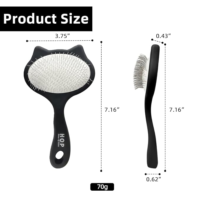 HOP Cat Head Slicker Brush for Dogs Long Pin Dog Slicker Brush for Shedding Dog Dematting Comb Pet Grooming Tool for Long Haired Dogs and Cats Remove Loose Hair Mats Knots Tangles
