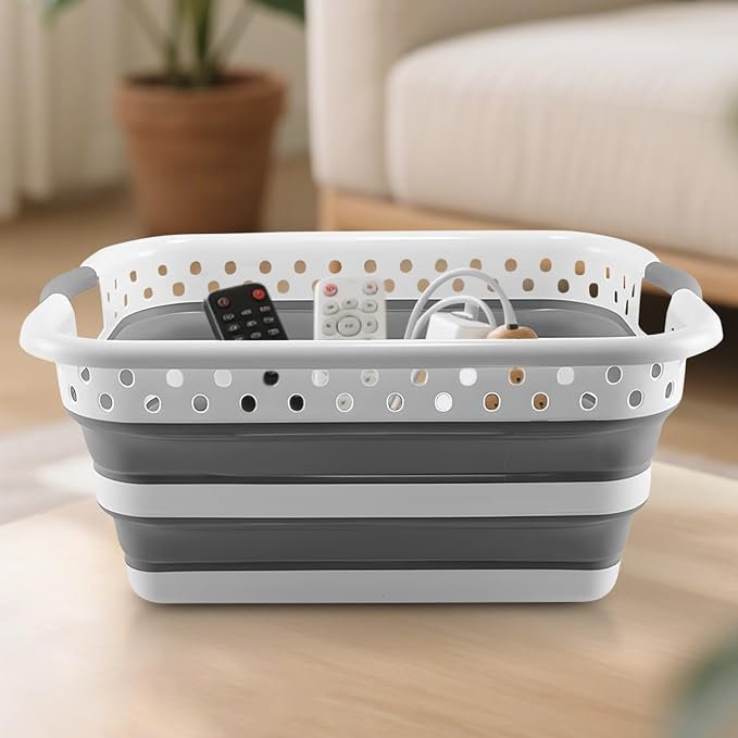 Foldable Laundry Basket Portable, Space Saving, Narrow, Bathroom Organizer | Foldable Laundry Room Organization Basket Clothing Toys Pet Grooming Bath Supplies for Bedroom Dorm College Bathroom