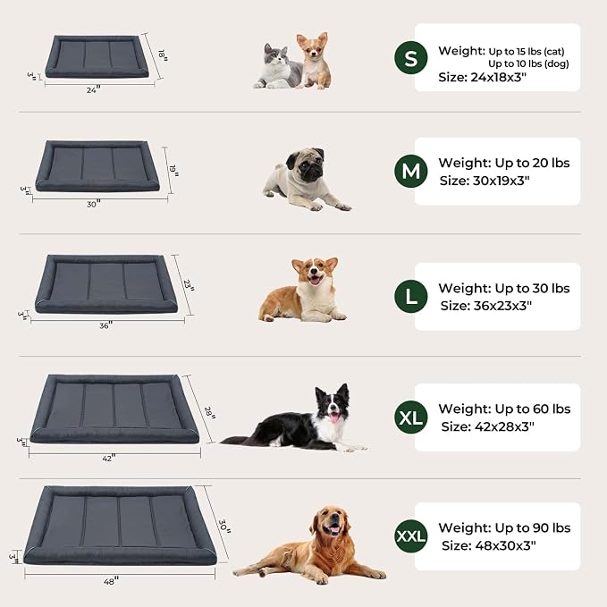 BALANCE Oxford Dog Bed for Extra Large Dogs, Waterproof Dogs Crates Pad Outdoor 2XL Dog Crate Mat, Wipe Clean & Easy Rinse, 48 inch