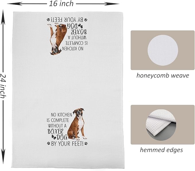 Boxer Dog Kitchen Towels Set - Boxer Gifts for Dog Lovers Women, Dogs Hand Towels Dish Towels Decor, 16x24 Inch,Set of 2