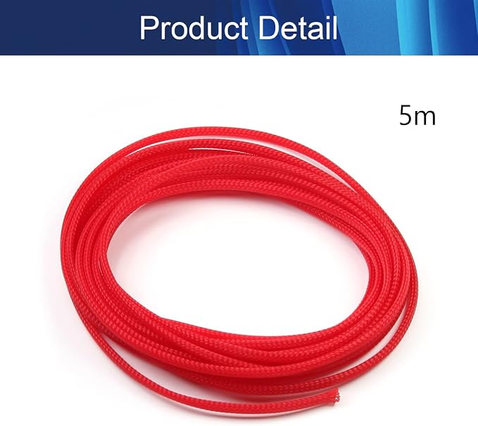Jutagoss PET Expandable Braided Cable Sleeve, 16.4ft - 3/16 inch Red Cable Management Sleeve, Wire Loom Tube Cord Protector for USB Cable, Power Cord, Audio Video and More, 1Pc