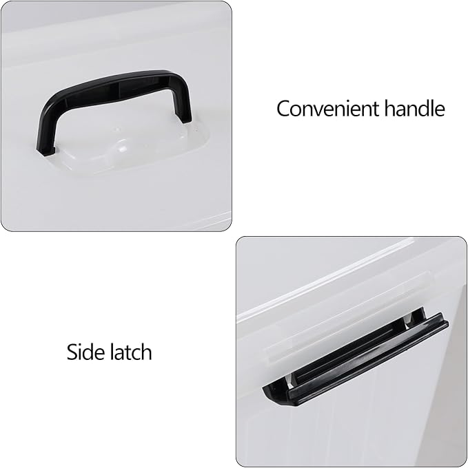 18 Quart Clear Plastic Latching Storage Box with Handle, 4-Pack | Stackable Plastic Organization Container Bins with Lids