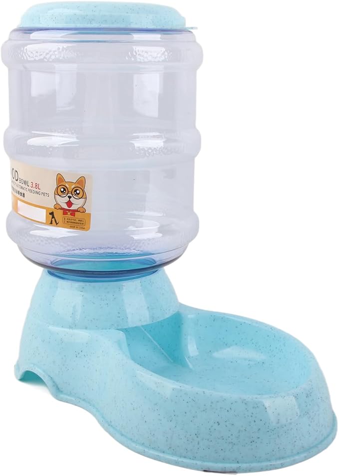 Haofy Automatic Pet Water Dispenser 3.8L Large Capacity Non Leak Gravity Water Bowl with Detachable Design Non Slip Base for Dogs Cats Ideal for Home Travel Crate Multi Pet Households (for Food Blue)