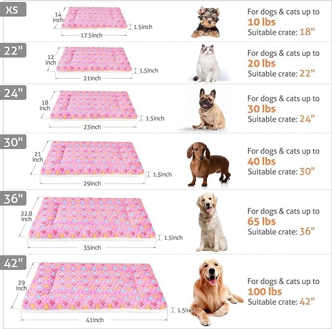 Mora Pets Cat Bed Ultra Soft Dog Crate Pad Star Print 2 Pack 18 inch Pink | Washable Crate Mat for Small Dogs and Indoor Cats, Reversible Fleece Dog Kennel Pad, Flat Pet Bed, Cat Carrier Mat