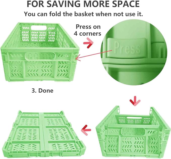 4 Pack 20L Large Closet Storage Baskets Bins for Shelves | Foldable Closet Organizers and Storage with Handles Home Organization | Plastic Collapsible Baskets for Organizing Clothes
