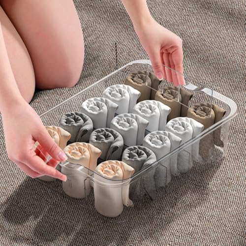 Multi-grid Pet Drawer Organizer Box with Lid for Socks and Bras, Dust Prevention Underwear Storage Box for Closet and Home Storage, Well Organized Compartment Design