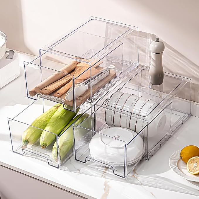 clear Drawer-Type Plastic Storage Box Bins Organizer,Family First Aid Kits Medicine cabinet Box Organizer,Closet ,Shelf,Ointments, Adhesive Bandages,Cosmetics,Office Items (clear, 2L Extra Large)