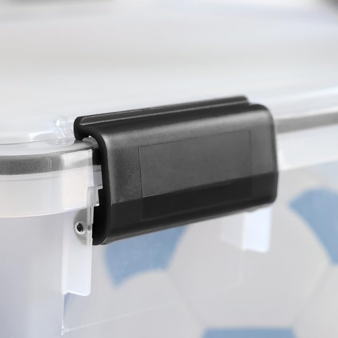 IRIS USA 156 Qt Storage Bins with Gasket Lids, Clear/Black | WeatherPro seal helps protect bulky items for moving, garage, attic and basement storage