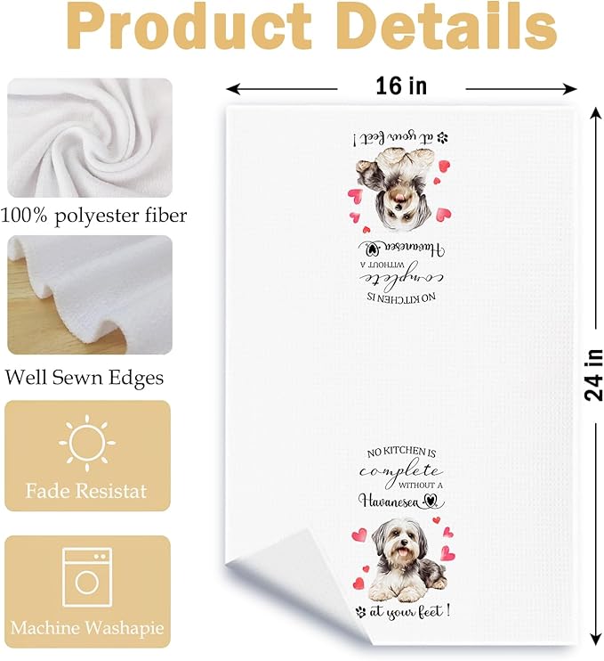 Havanese Gifts Kitchen Towels, Havanese Dog Gifts for Women Dish Tea Towels, Gift for Dog Lovers Owners Decorative Hand Towel for Kitchen, 16x24 Inch