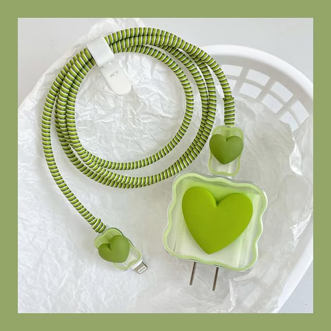 ZOSTLAND 5 in 1 DIY 18W 20W Heart Shape Protector Data Cable USB Charger Line Earphone Wire Saver Organizer Compatible with iPhone 11 12 13 14 15 Pro Max