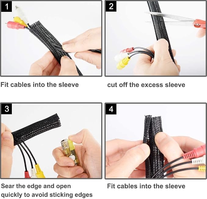 ZhiYo Cable Sleeve, 6.6ft - 1.2 inch, Black | Cord Wrap Wire Protector Tubing, For Pets, PC Cable Wrap, Computer Cable Management