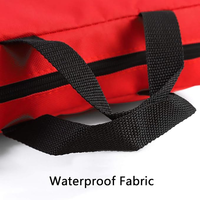 2 Pack Nylon First Aid Empty Kit,Compact and Lightweight First Aid Bag for Emergency at Home, Office, Car, Outdoors, Boat, Camping, Hiking(Bag Only) (2 Pack Red With Handles)