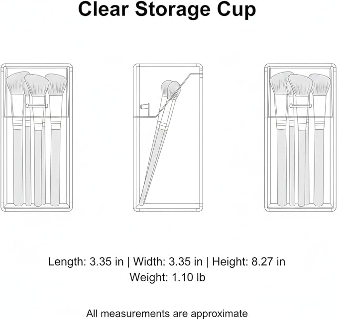 1 Pack Clear Storage Cup with Lid, Upright Desk Organizer for Pens and Tools, 8.3 Inch Tall