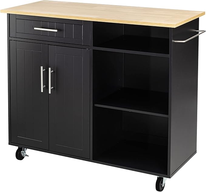 JY QAQA 42" Kitchen Island on Wheels with Storage Cabinet Kitchen Cart Cabinet with Shelves, Cart Handle for Towel Rack or Free Mobility, Portable Islands for Kitchen