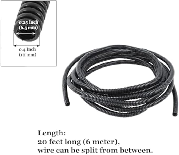 SunGrow Dog and Cat Cord Protector, 0.25 Inch Opening Diameter, Dog, Cat, Ferret Cord Protector from Wire Chew, Cable Protector Tubing, Stop Chewing Cable Management Sleeve, 20 Feet