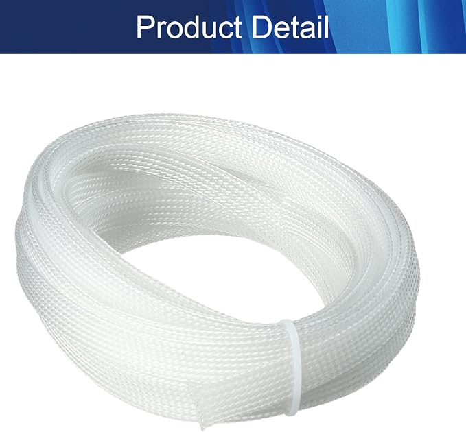 Jutagoss PET Expandable Braided Cable Sleeve, 16.4ft - 1/2 inch Transparent Cable Management Sleeve, Wire Loom Tube Cord Protector for USB Cable, Power Cord, Audio Video and More, 1Pc