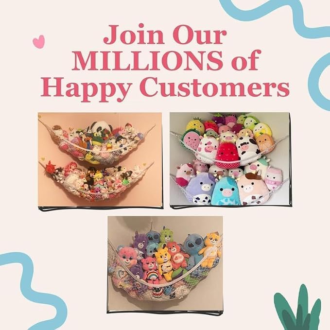 Stuffed Animal Hammock XL | Corner Stuffed Animal Storage & Plushie Net | Extra Large Toy Hammock for Stuffed Animals | Easy Hang, Hardware Included | Light Blue Bedroom Decor | by Lilly's Love
