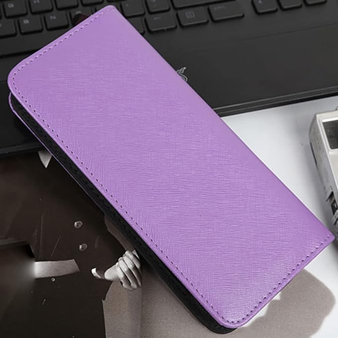 Haircutting Scissor Case with Zipper and A Leather Cover(Purple+Gray) | Professional Salon Hair Scissors Storage , PU Leather Portable Safety Holster Organizer for Hairdressers Tools