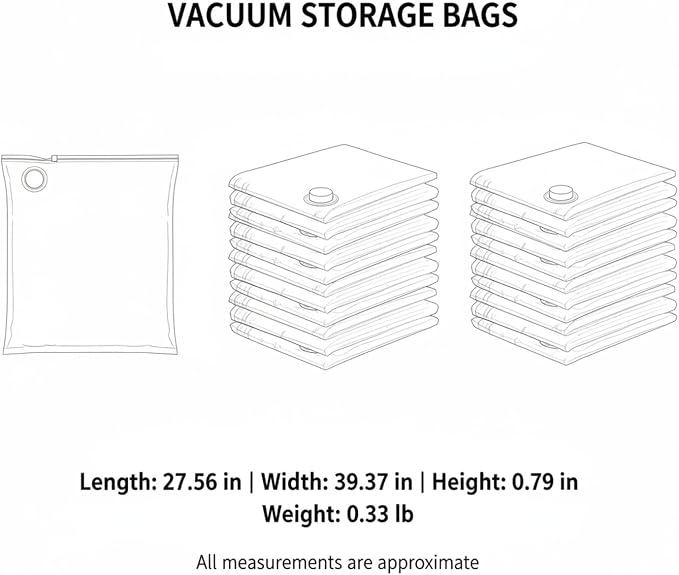 Clear Vacuum Storage Bags with Valve for Clothes & Bedding, Reusable Space Saver Compression Organizer (1 Pack)