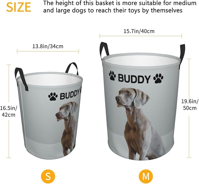 Personalized Large Dog Toy Storage Basket Bin Collapsible Custom Pet Stuff Box Chest Container for Living Room Organizer for Dog Toys,Dog Food,Blankets,Clothing (Grey)