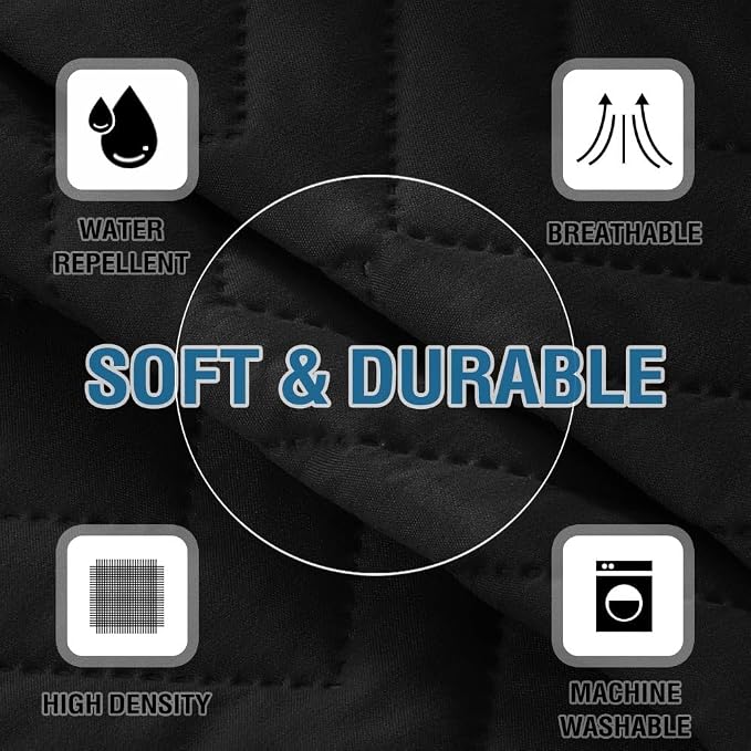 H.VERSAILTEX Water Resistant Armrest Covers for Sofa, 2 Pack, Black/Grey | Waterproof Armchair Caddy, Couch Arm Covers Remote Control Holder Sofa Armrest Organizer for Magazine, Tablet, Phone, iPad