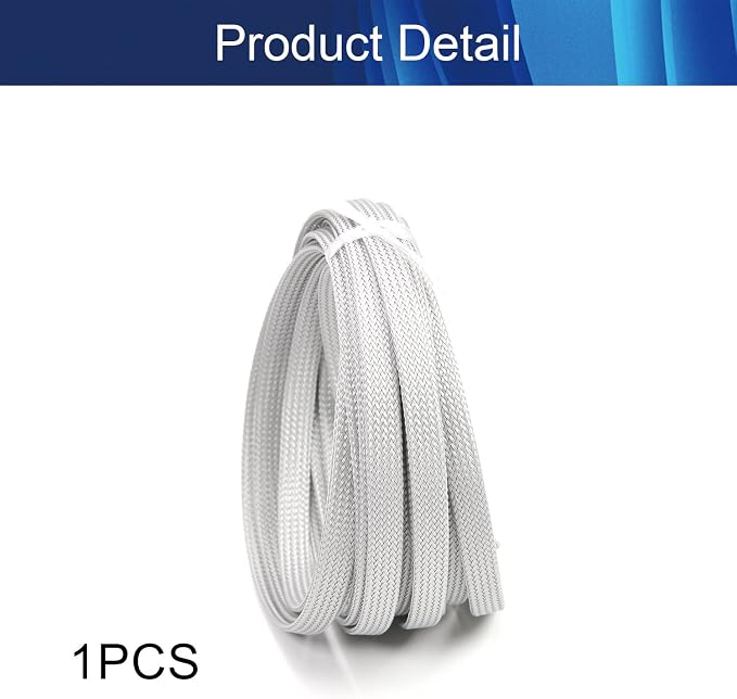 Jutagoss PET Expandable Braided Cable Sleeve, 16.4ft - 5/16 inch Gray Cable Management Sleeve, Wire Loom Tube Cord Protector for USB Cable, Power Cord, Audio Video and More, 1Pc