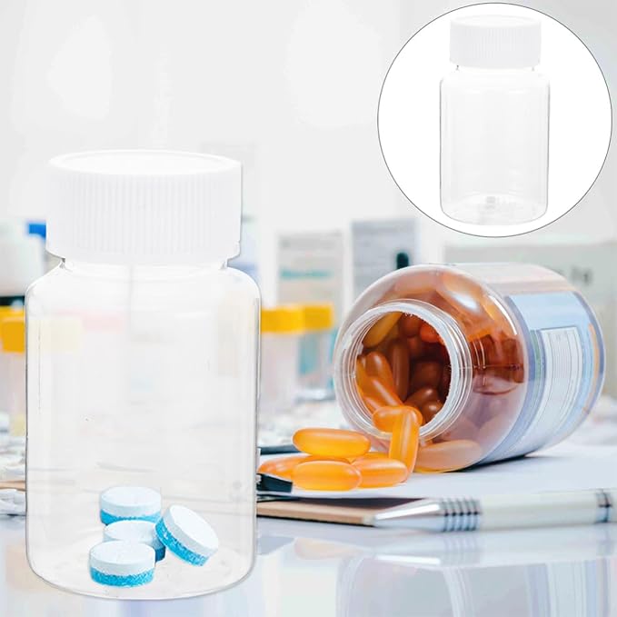Generic 24pcs Ml Pet Plastic Medicine Bottle with Wide Mouth Opening and Visibility, Travel Pill Organizer Suitable for DIY Projects and Supplement Storage