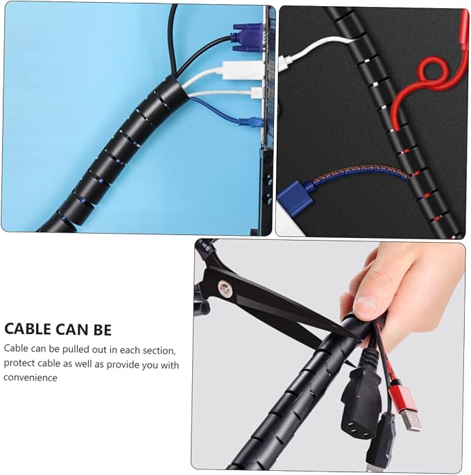 Cable Management Sleeve Spiral Wire Holder Wire Wrap Cord Organizer Black Cable Organizer for Pet