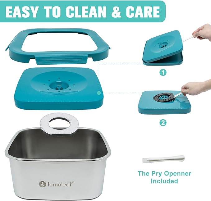 LumoLeaf 1 Gallon No Spill Dog Water Bowl, Stainless Steel Splash Proof Max Capacity Dog Water Bowl 4 Liter, Non-Slip Slow Water Feeder Dispenser with Replacement Filter, Vehicle Travel Water Bowl
