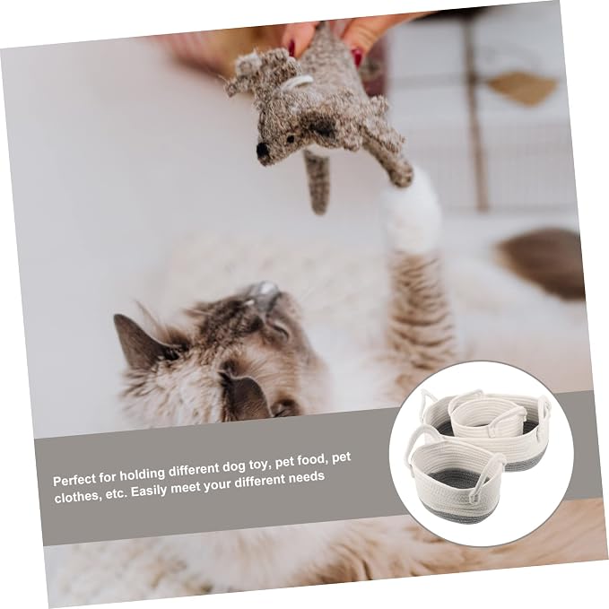 Generic Organizing Basket Dog Toy Bin Weave Rope Storage Cotton Storage Basket Portable for Pet Toy Organization