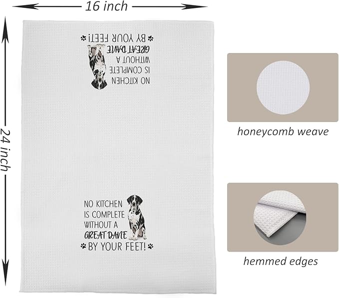 Great Dane Dog Kitchen Towels Set - Great Dane Gifts for Dog Lovers Women, Dogs Hand Towels Dish Towels Decor, 16x24 Inch,Set of 2