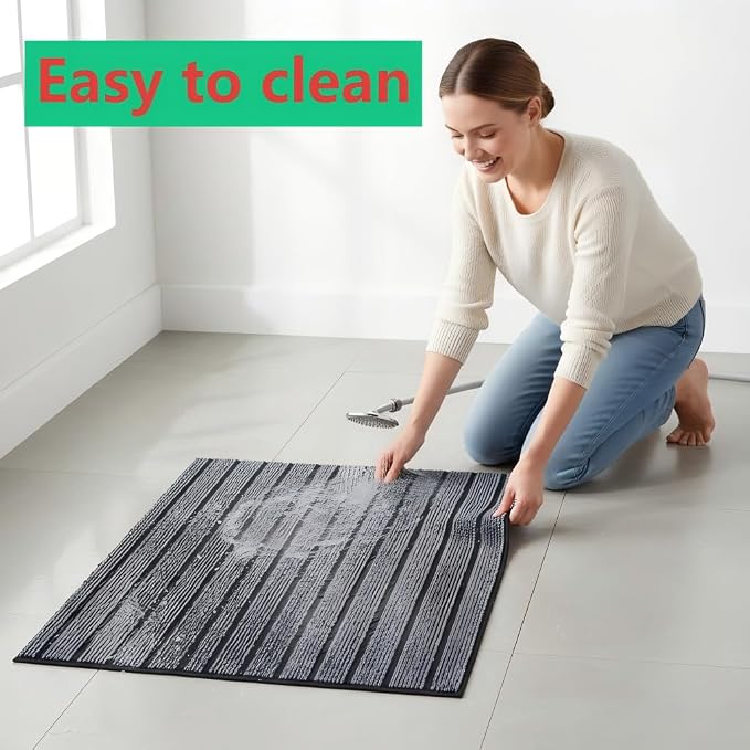 Dog Crate Mat 47"x32" Extra Thick Waterproof Non-Slip Kennel Pad | Absorbent Striped Design for Under Crate, Reusable & Washable Dog Mat for Crate