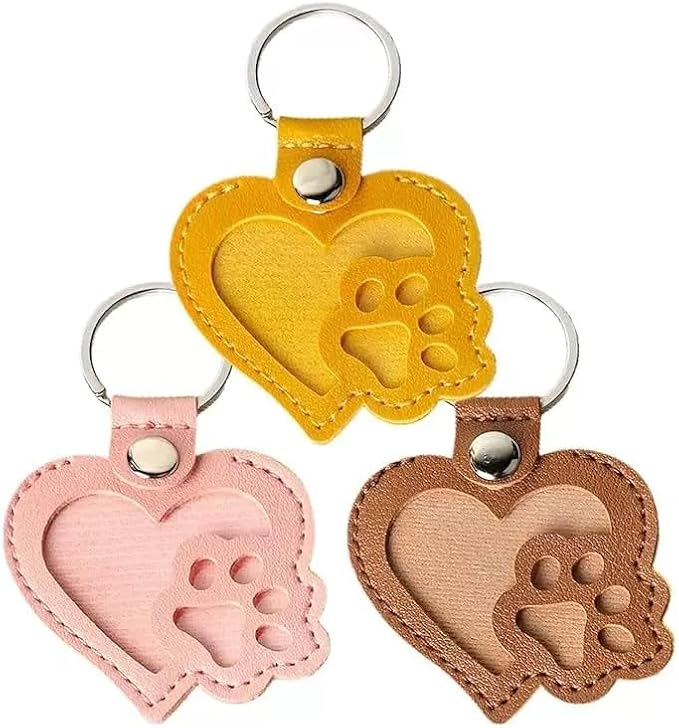 Heart-Shaped Leather Pet Hair Keepsake Keychain