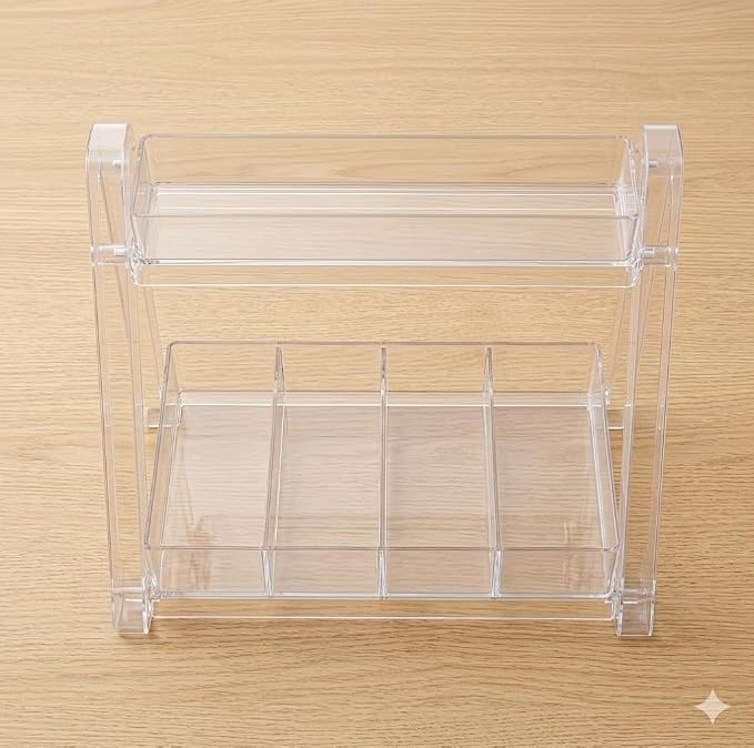 Clear 2-Tier Desktop Organizer with Drawers & Compartments
