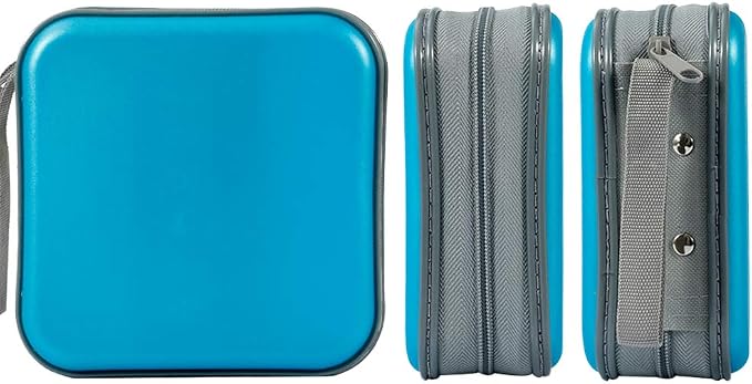CD Case, 40 Capacity CD DVD Case Wallet Holder Portable Disc VCD Heavy Duty Binder Storage Organizer (Sky Blue)