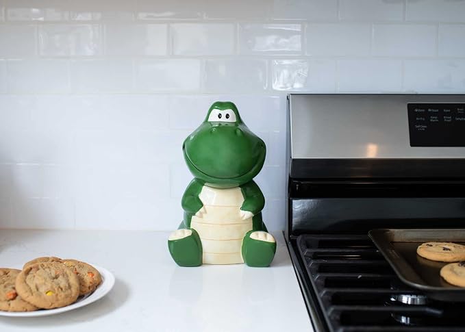 Dolomite Ceramic 10.1 x 8.9 Everyday Cookie & Candy Jar with Airtight Lid: Perfect for Kitchen Canisters, Pet Treat Containers & Decorative Storage, Tyrannosaurus Rex Dinosaur