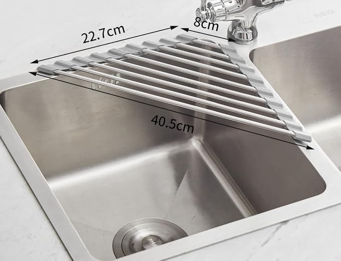 Ahyuan Roll up Dish Drying Rack Over The Sink Kitchen Roll up Sink Drying Rack Portable Dish Drainer Foldable Dish Drying Rack (Warm Gray, Triangle 16.3''X9.4'')