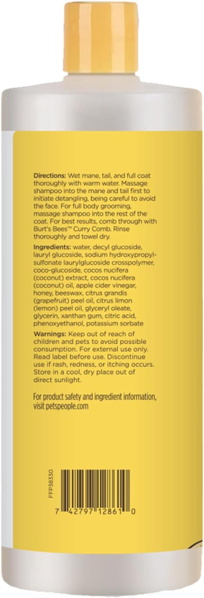 Burt’s Bees for Horses Detangling Shampoo with Coconut Oil & Apple Cider Vinegar, 99.3% Natural Origin Formula, Horse Shampoo for Coat, Mane and Tail, 32 oz
