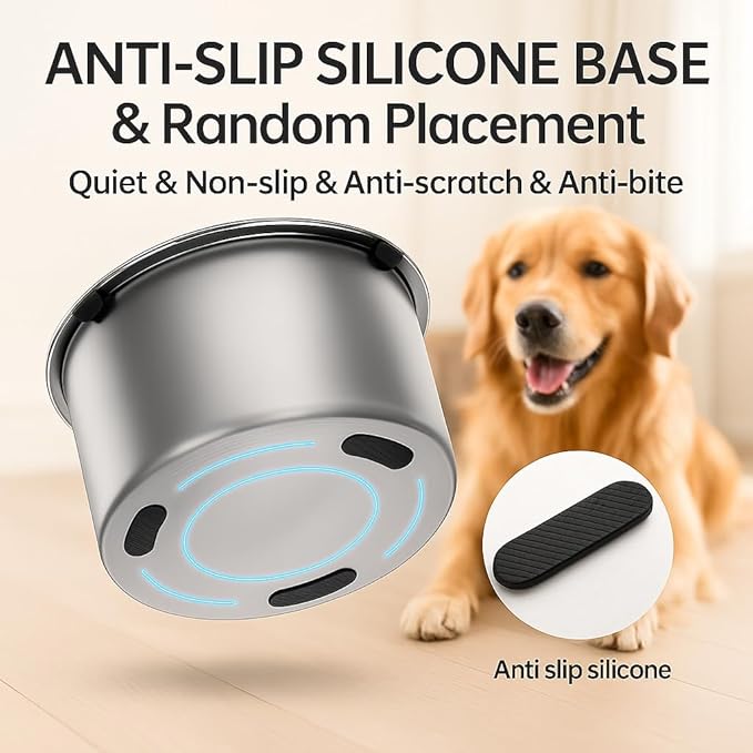 3L/101oz Stainless Steel Dog Water Bowl with Floating Disk – Spill Proof & Slow Drinking Pet Feeder for Dogs & Cats – No Mess Travel Water Dispenser for Car & Home Use (Dog Water Bowl, 3L/101oz)