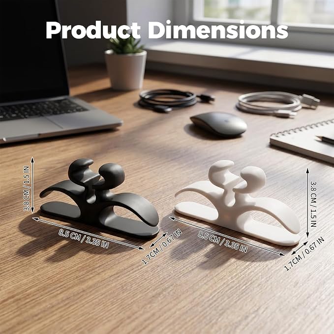 Self-Adhesive Silicone Appliance Cord Organizer Wall Cable Holder,8 | Tangle-Free Design, Universal Wire Clip, Home & Office Use, Fits Thin & Thick Cords, No-Drill Adhesive
