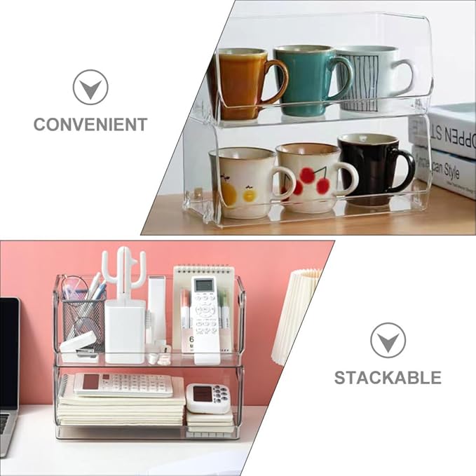 2pcs Stackable Sundries Storage Holders with Wear and Break Resistance Pet Material, Decorative Makeup Organizers for Tabletop Use, Simple Style Practical Figurine Holders