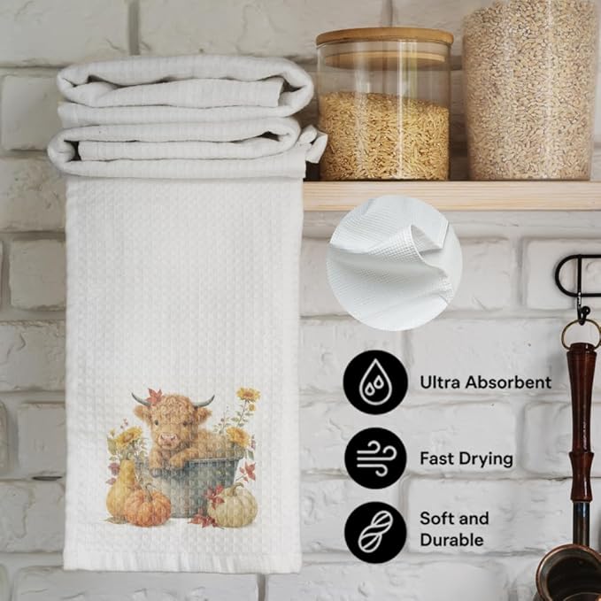 Cute Highlands Cows Theme Dish Towels Gifts for Women Mom Nieces Grandma Friend,Highland Cow Themed Flour Sack Towels Kitchen Towels Decor for Farmhouse,Highland Cow Hand Towel for Bathroom -16