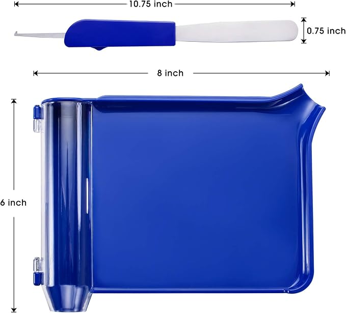 Medarchitect Right Hand Pill Counting Tray with Spatula, Blue | Dual-channel food-grade surface made without BPA, with two spatulas and hinged transfer compartment
