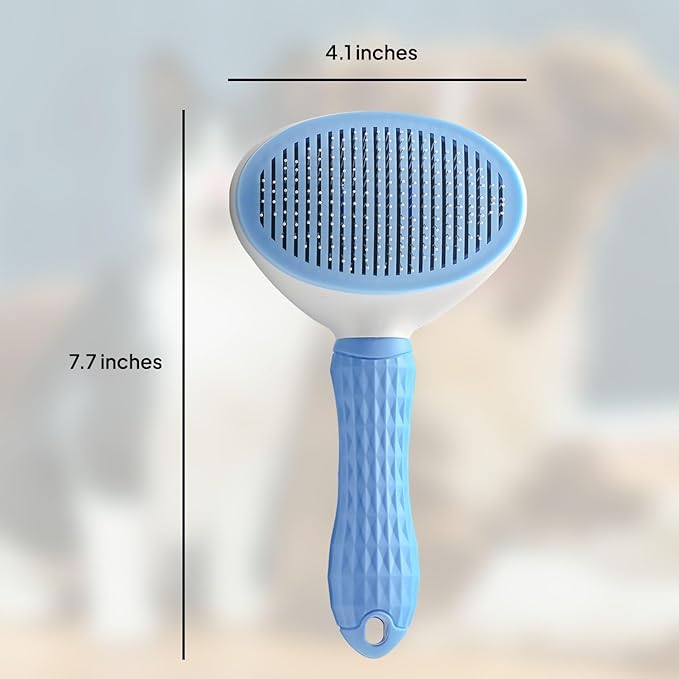 Self-Cleaning Pet Grooming Brush – Professional Stainless Steel Slicker Brush for Dogs & Cats – Includes FREE Bonus Hair Comb